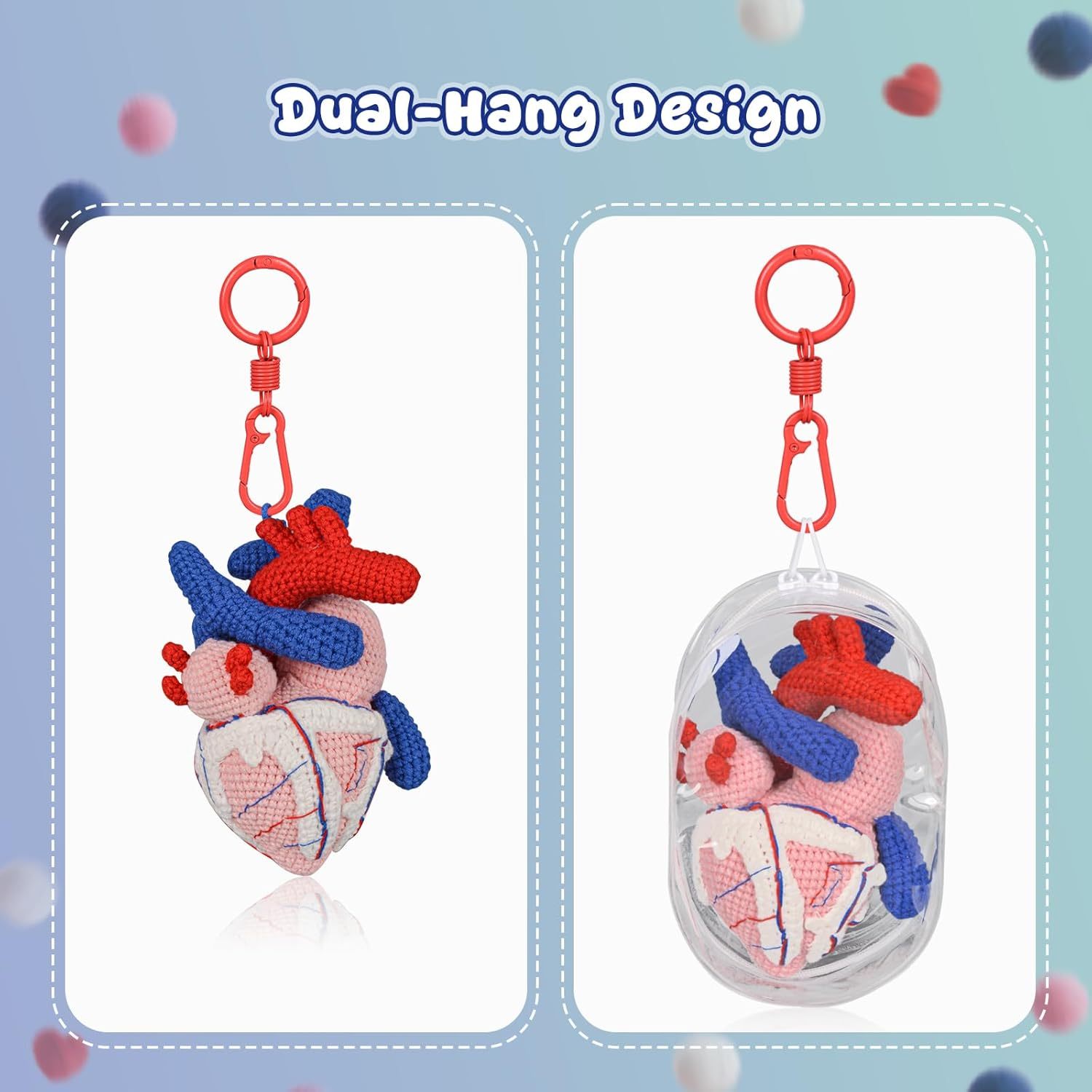 Crochet Heart Keychain For Decoration And Learning