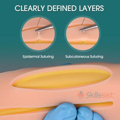 Suture Pad with Sturdy 3 Layers and 14 Pre-Cut Wounds