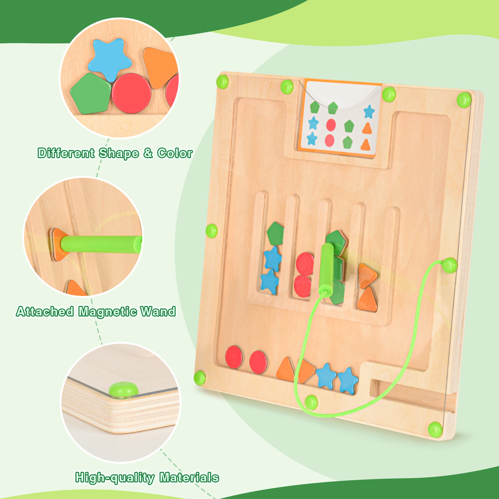 Montessori Magnetic Shape & Color Matching Board Game