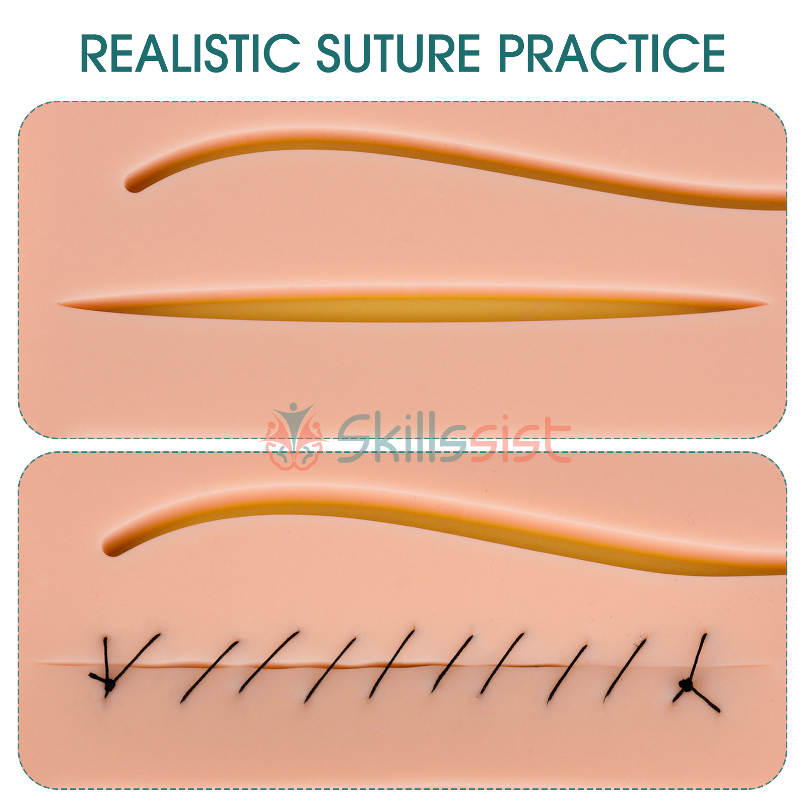 Suture Pad with Sturdy 3 Layers and 14 Pre-Cut Wounds