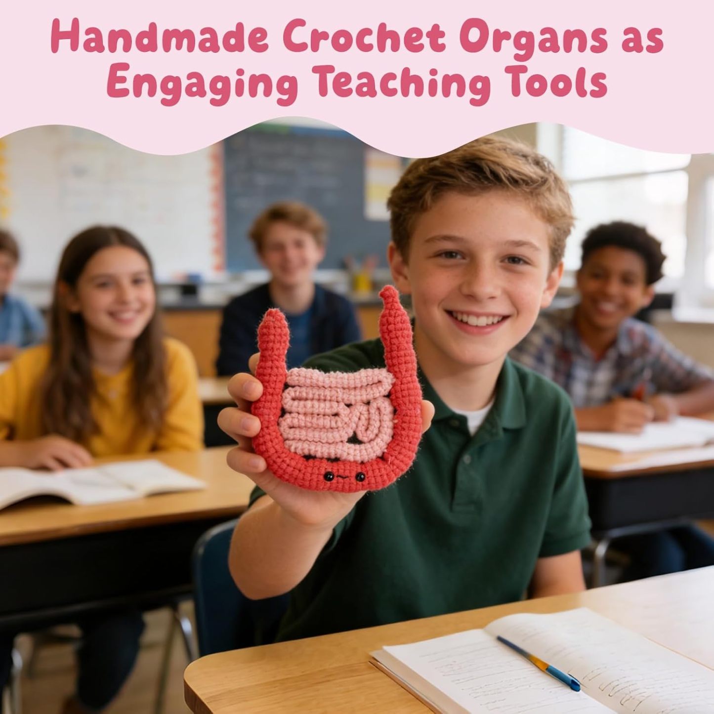 Soft Crochet Uterus Plush For Kids Education Tool