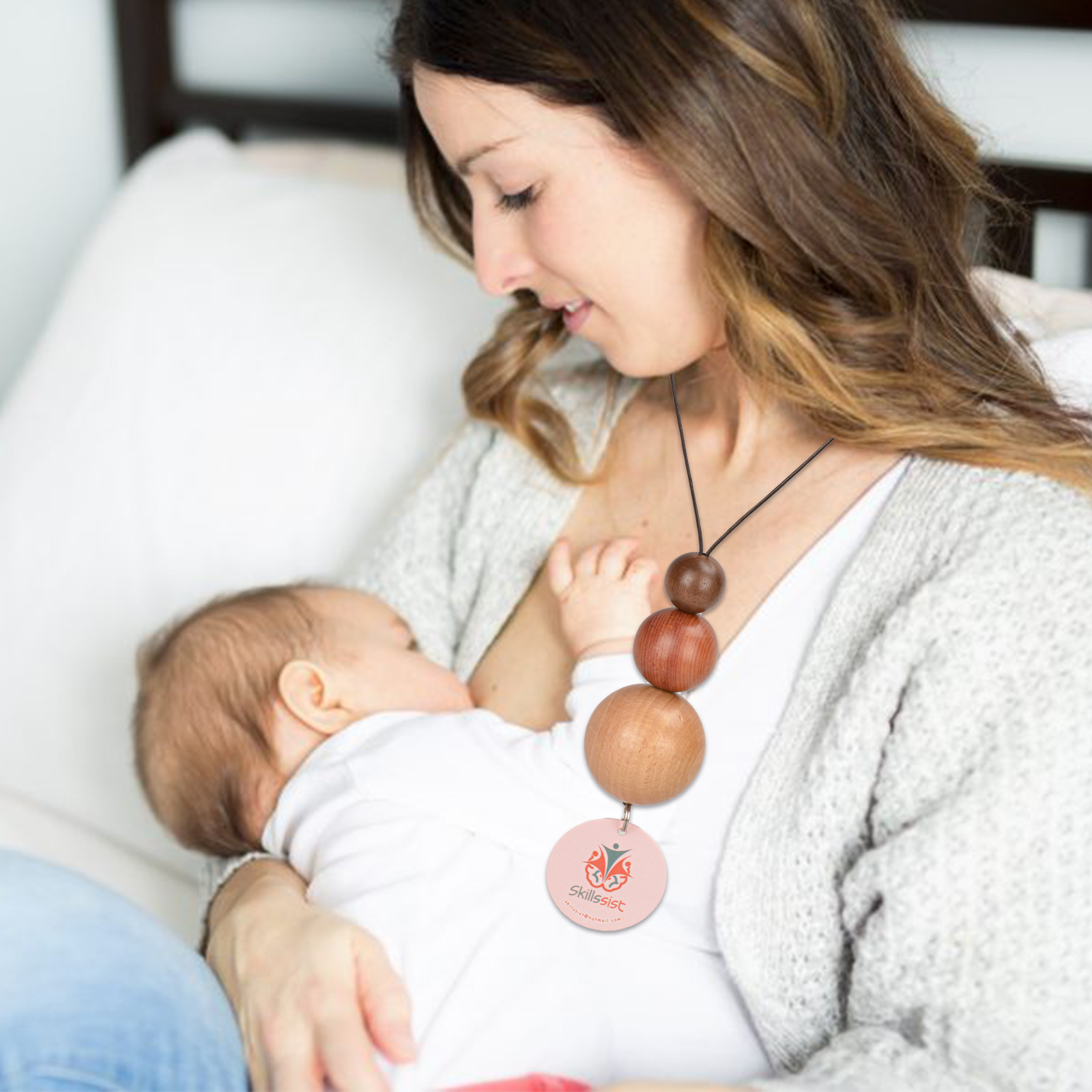 Skillssist Baby Belly Wooden Bead Necklace Application