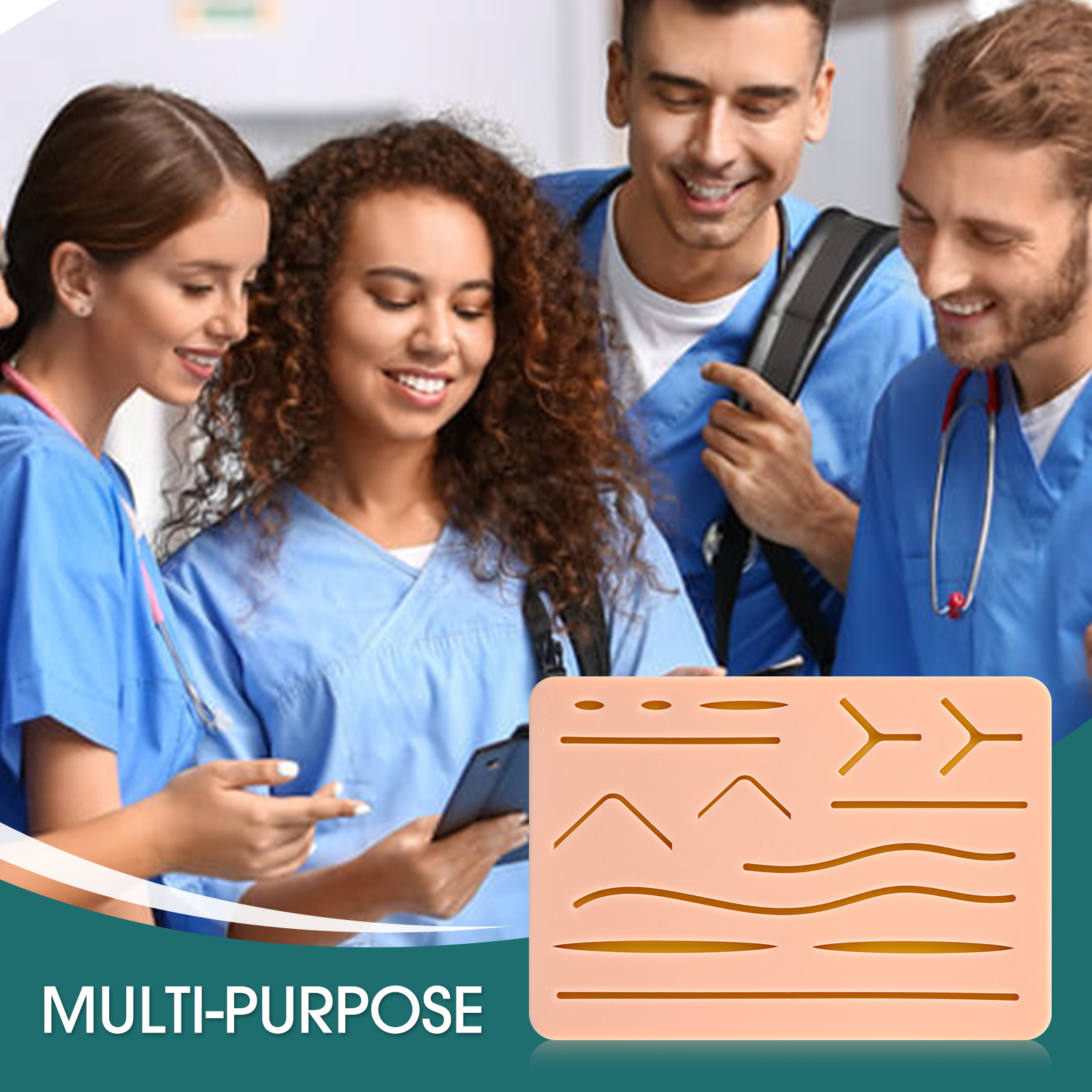 Suture Pad with Sturdy 3 Layers and 14 Pre-Cut Wounds