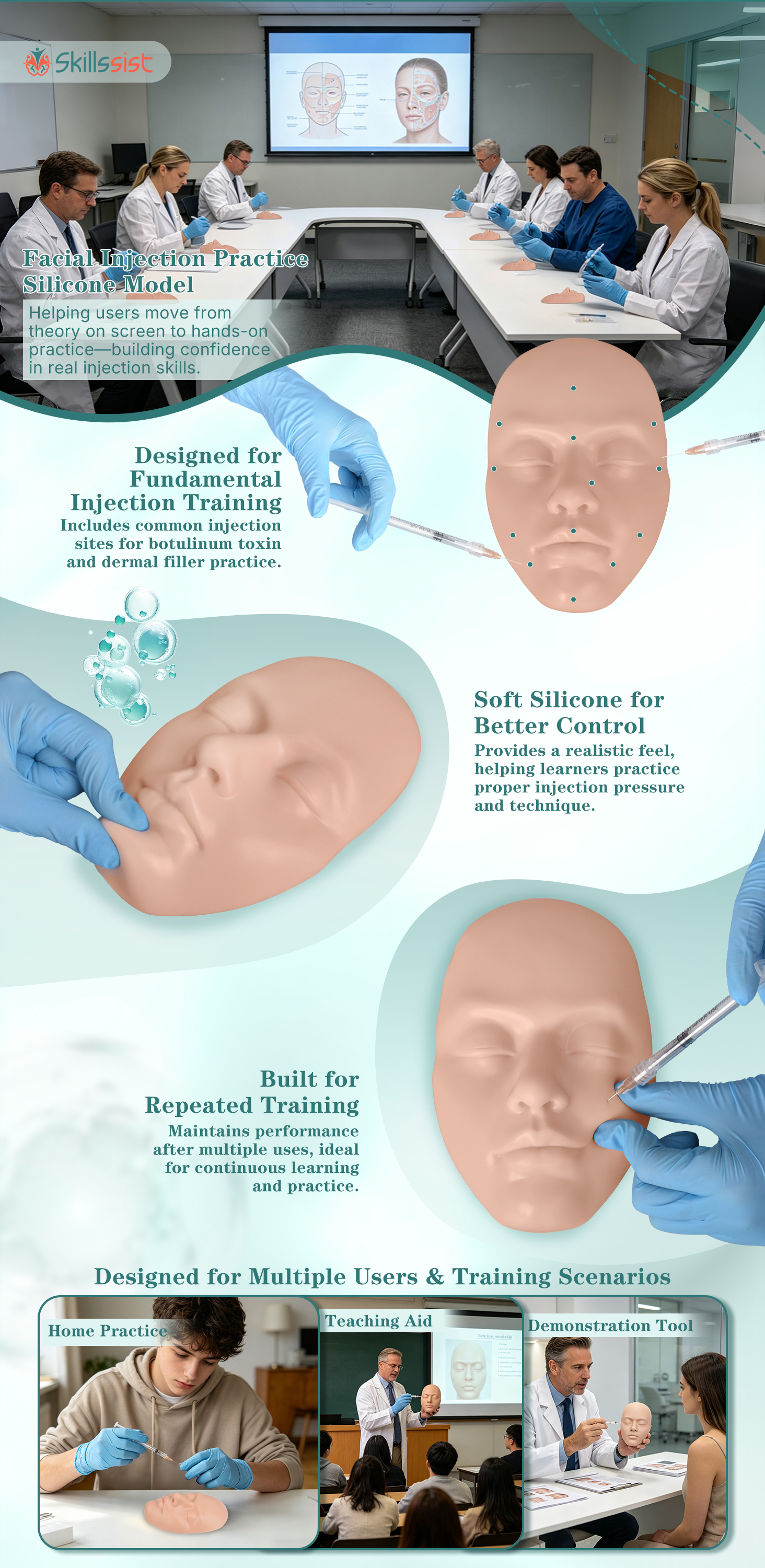 Medical Aesthetic Injection Training Face Model Use