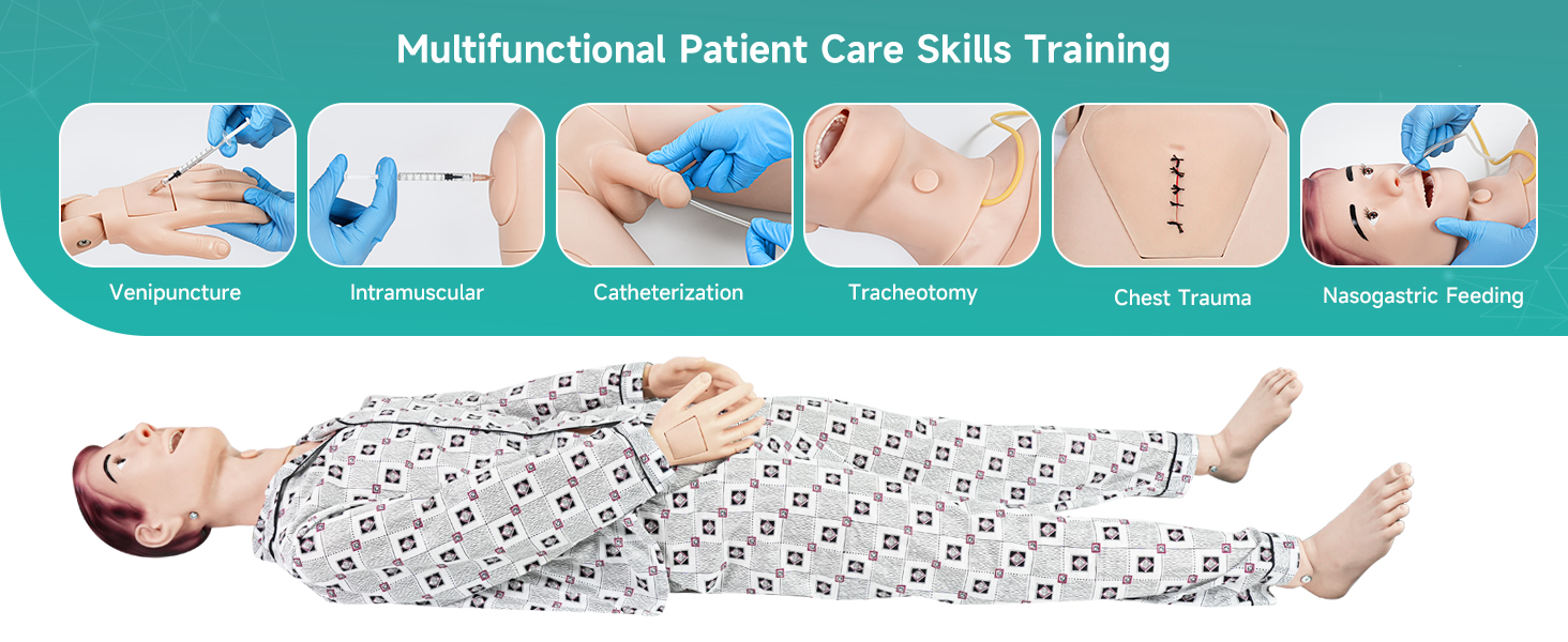 Multifunctional Patient Care Skills Training on Medical Mannequin