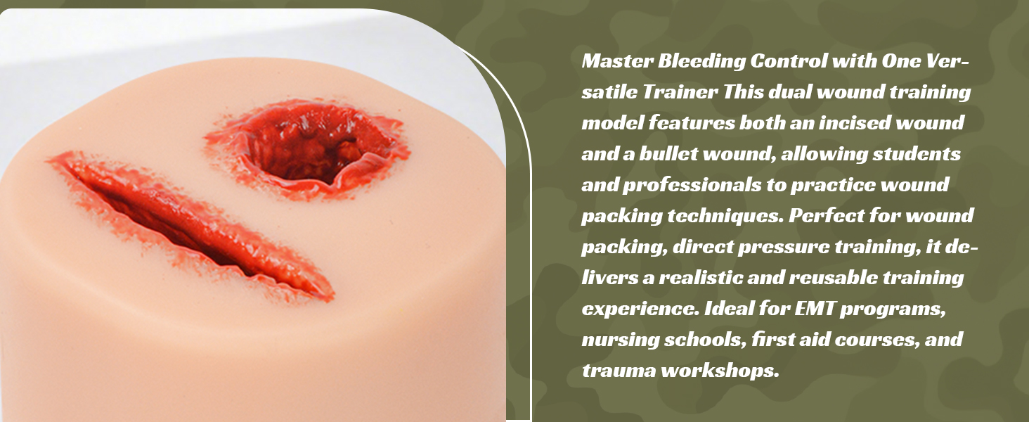 2-in-1 Wound Packing Trainer Bullet And Laceration Comparison