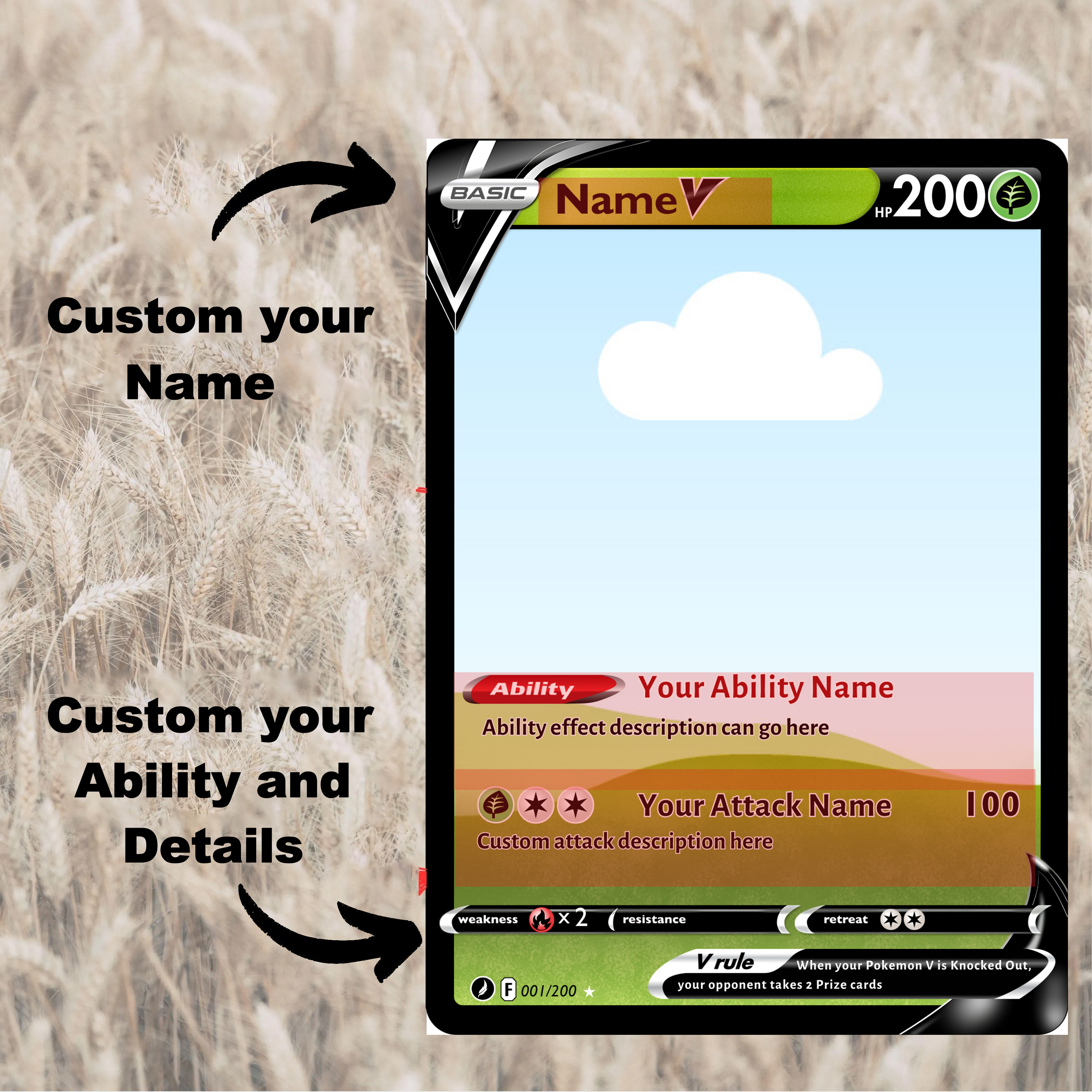 Custom Cartoon Pet Multiple Attributes Pokemon VSTAR Card