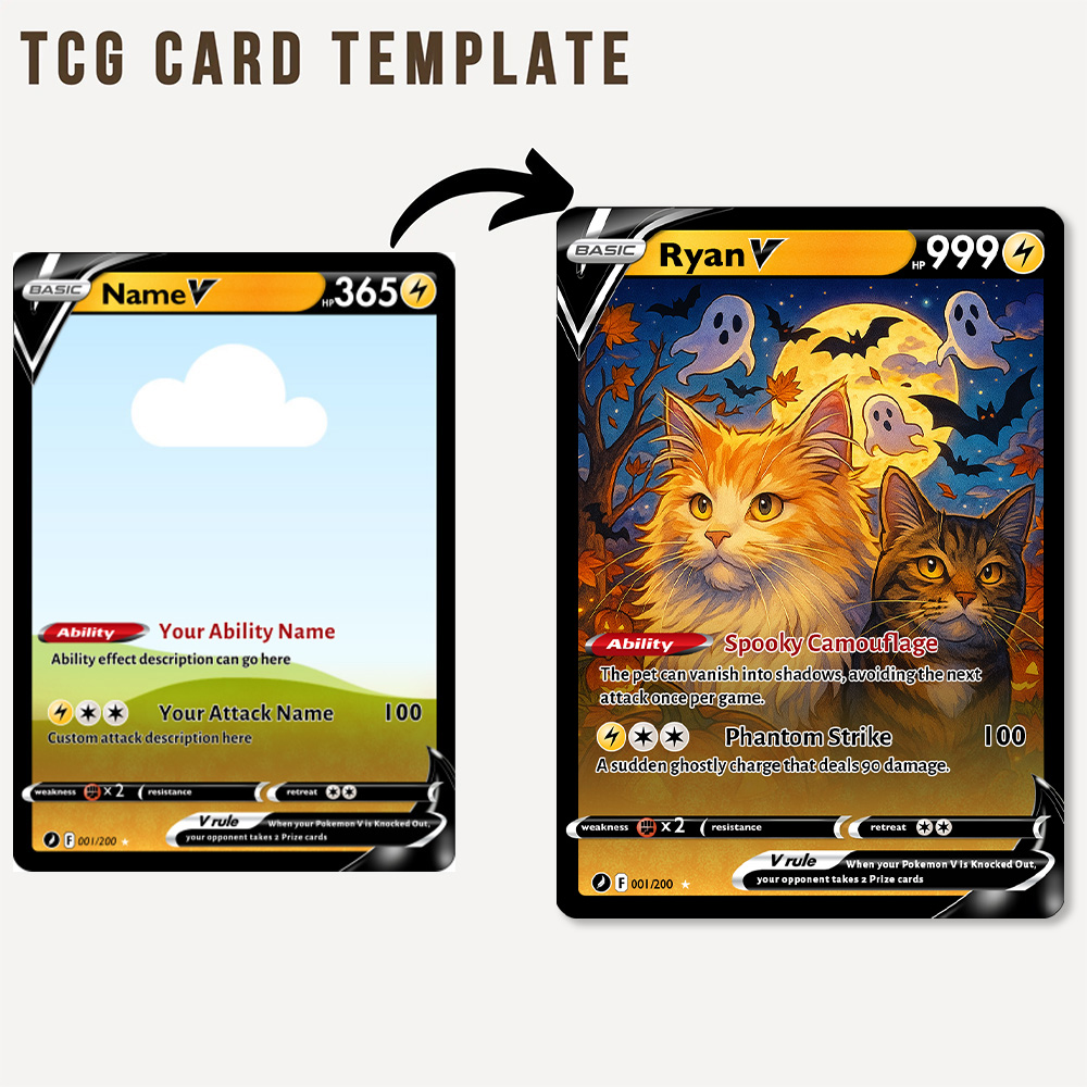 Custom Halloween Anime Pet Pokecard V Card For Pet Lovers🎃