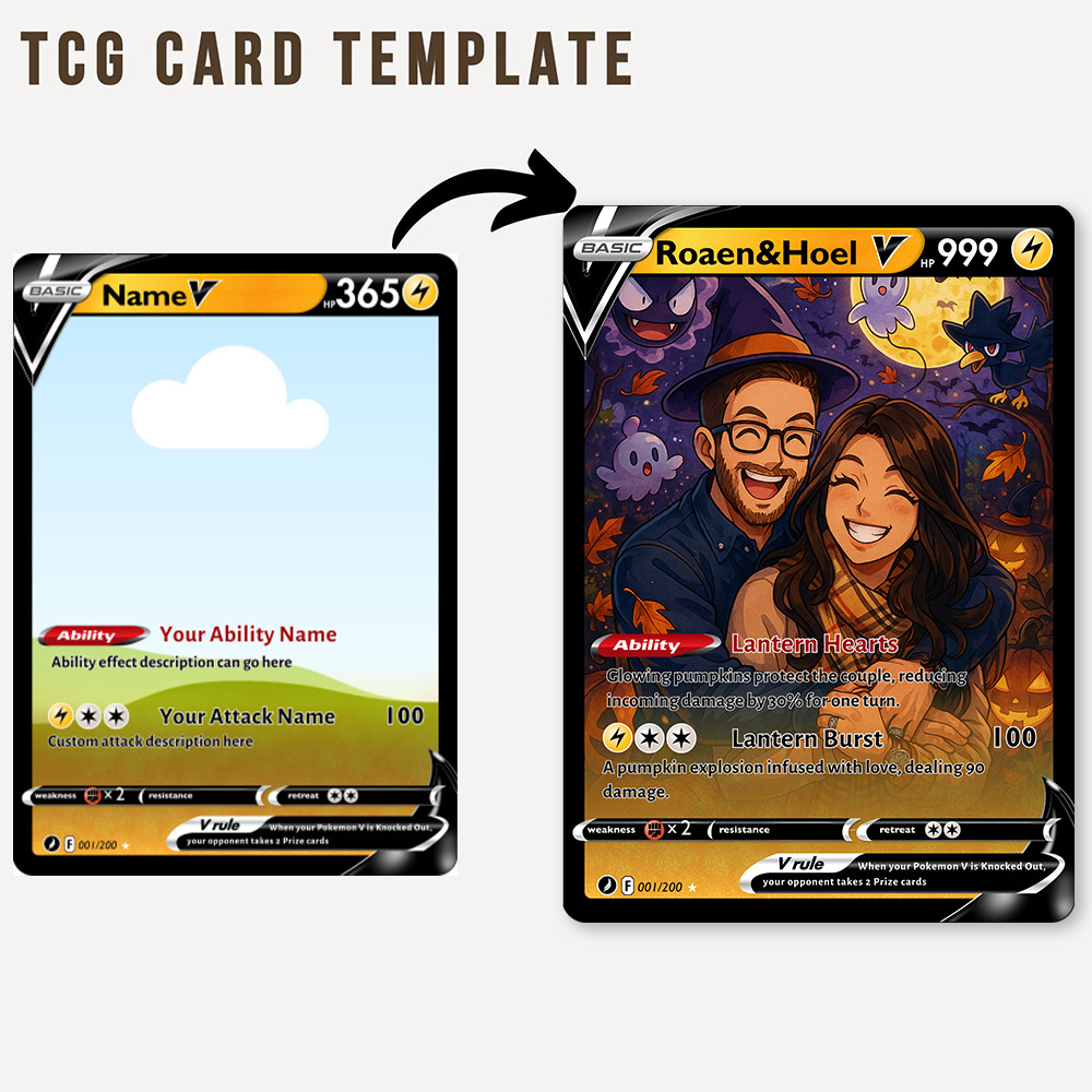 Custom Halloween Anime Pokecard V Card For Couples🎃