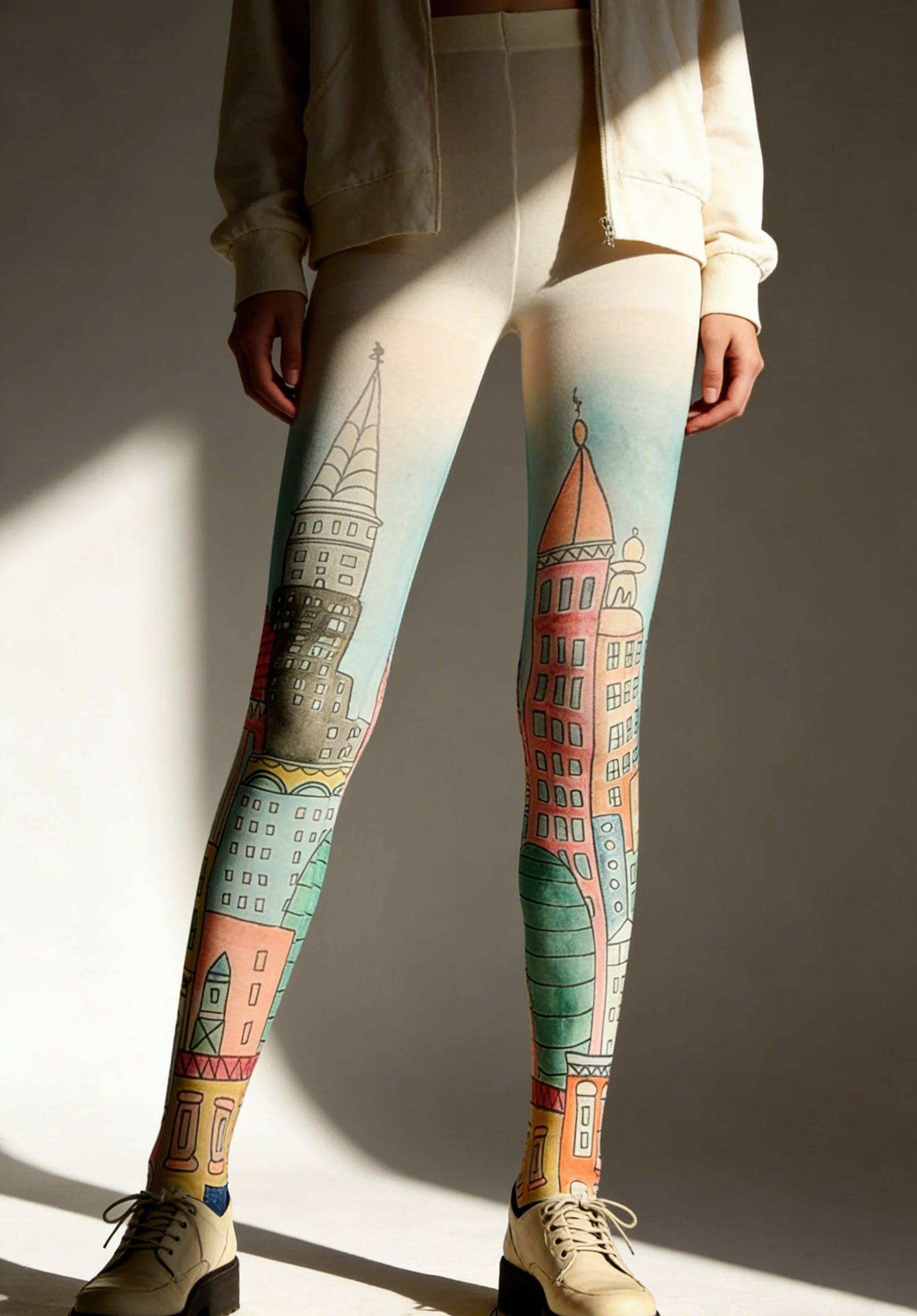 Hand drawn European style house tight fitting pantyhose