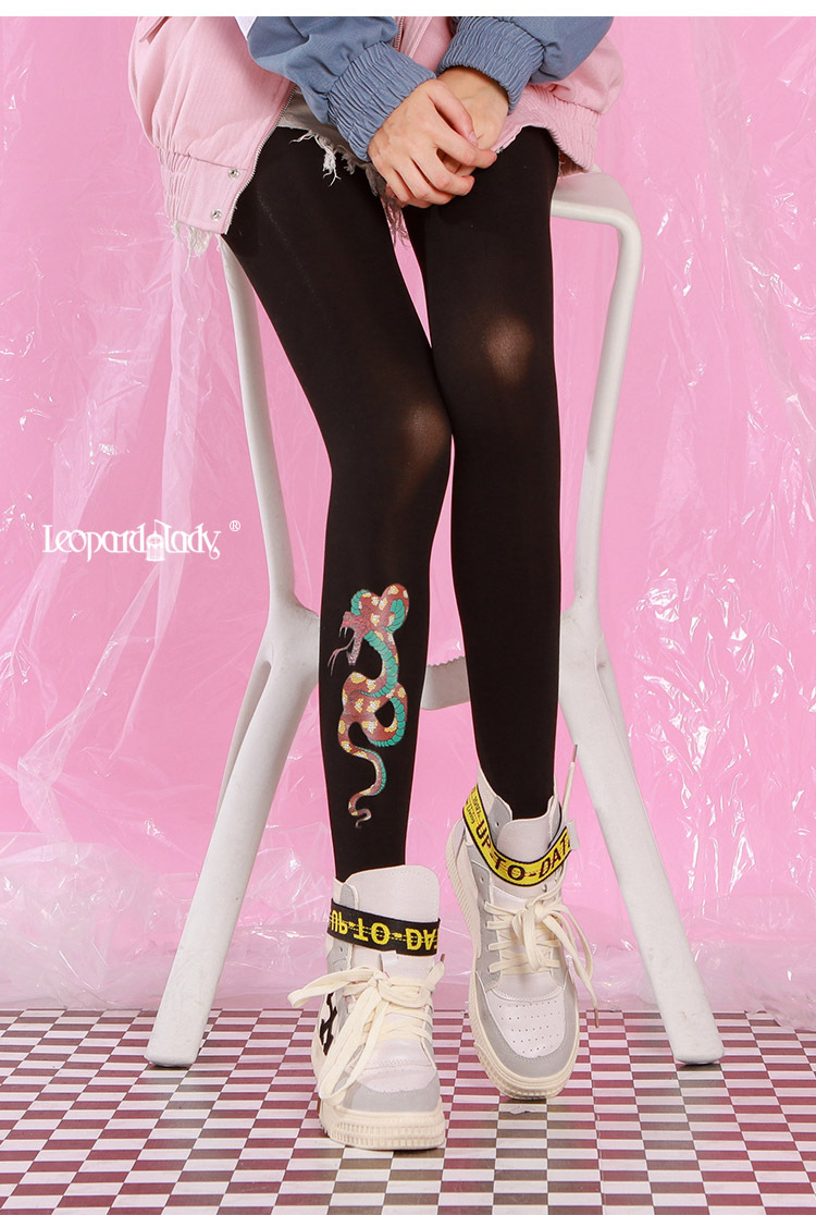Snake totem print tights, Harajuku-style personalized tights