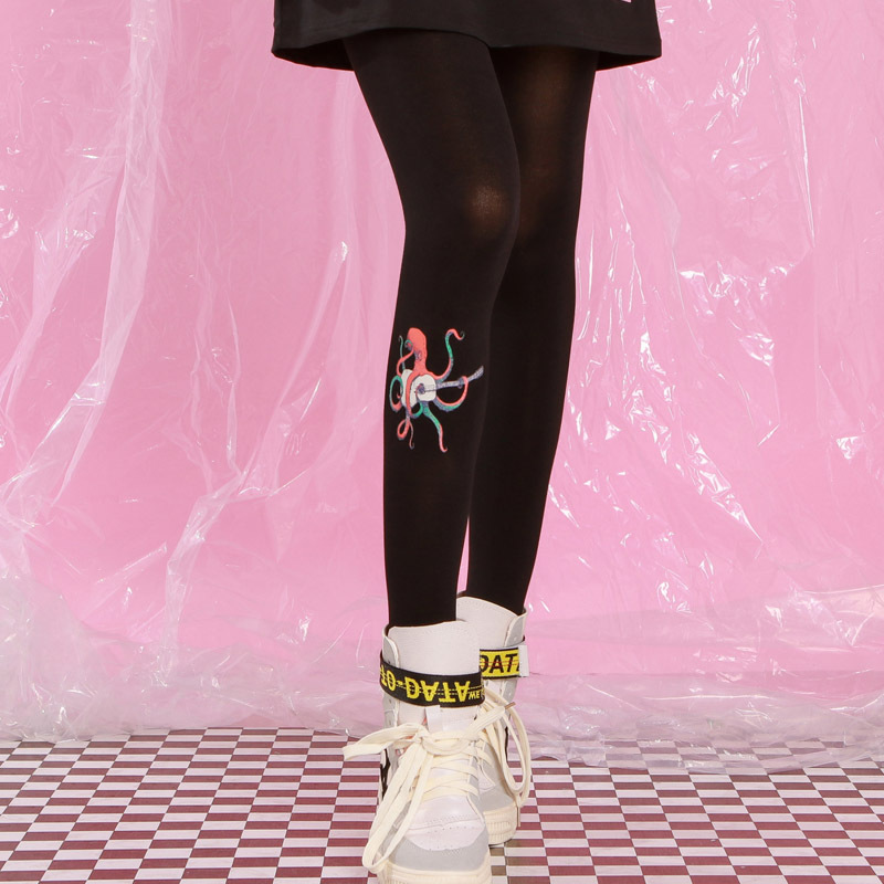 Octopus guitar print tights