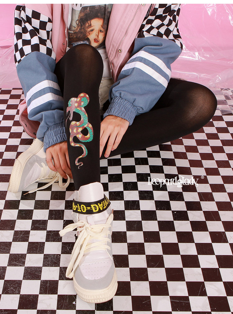 Snake totem print tights, Harajuku-style personalized tights
