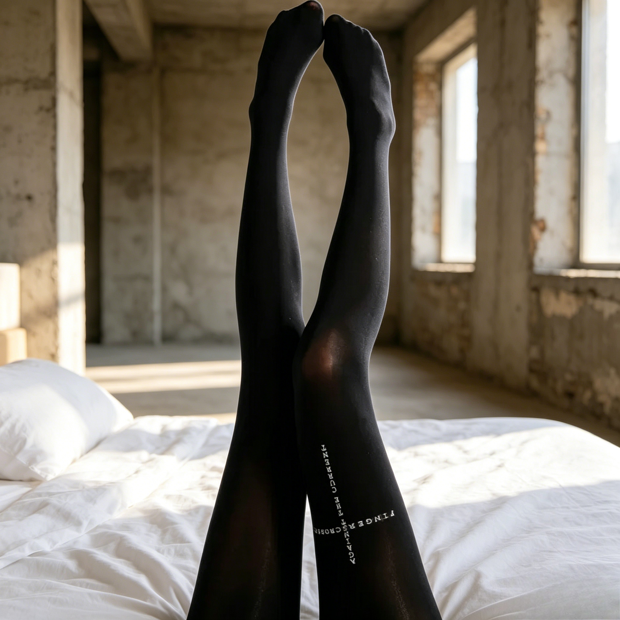 Classic and elegant cross letter pattern base tight print pantyhose