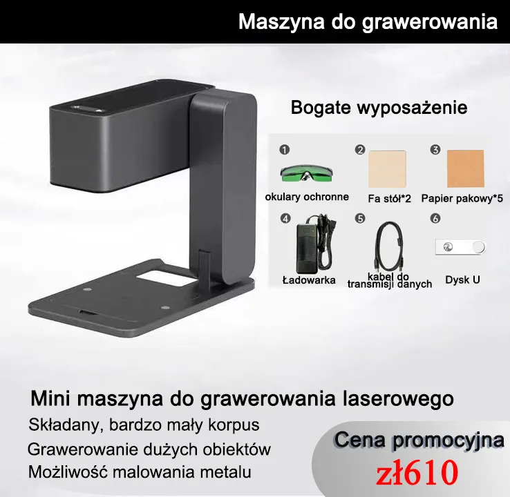 Lekka, mała i przenośna maszyna do grawerowania laserowego ze stali nierdzewnej