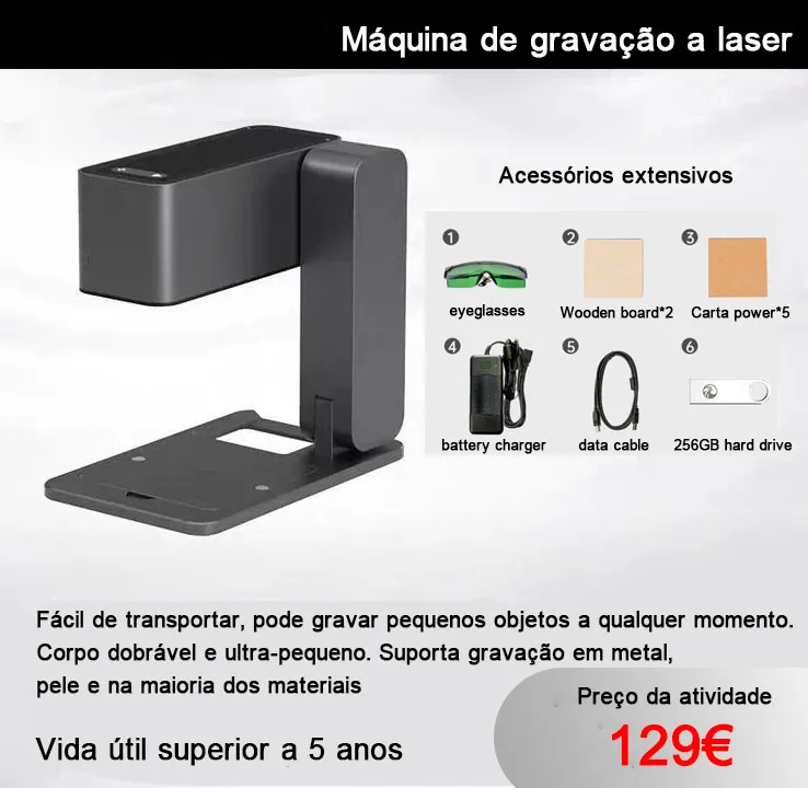【Aço inoxidável leve】Máquina de gravação a laser portátil pequena Carver 