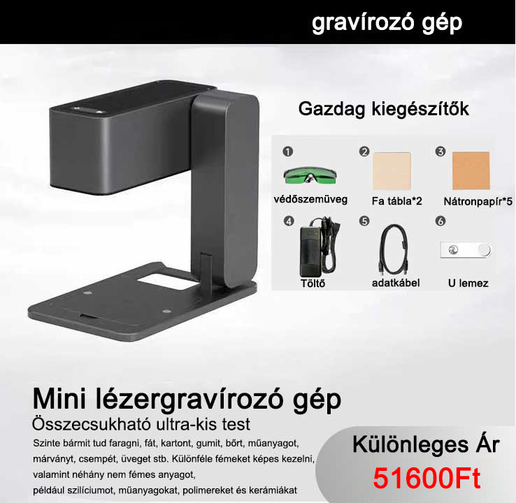 Miniatűr összecsukható lézergravírozó gép