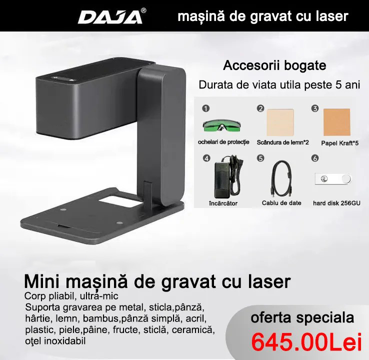 [Oțel inoxidabil ușor] Carver MR.CRAVE Mașină portabilă mică de gravat cu laser