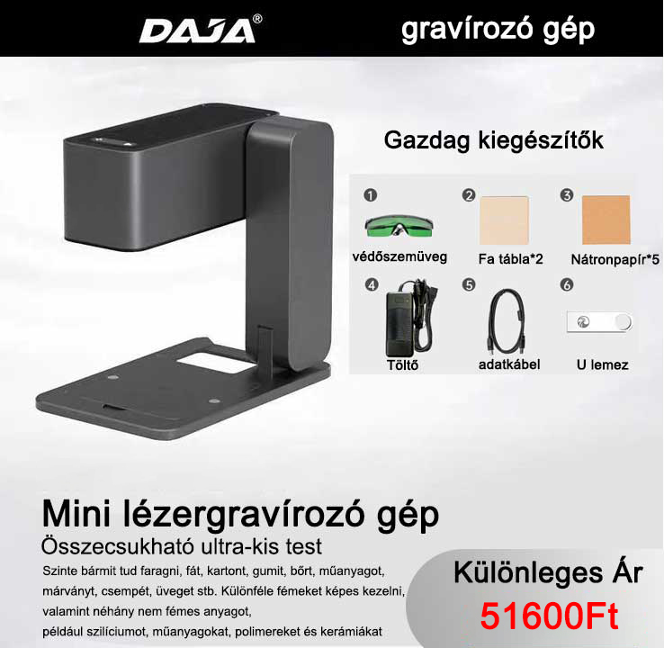 Miniatűr összecsukható lézergravírozó gép