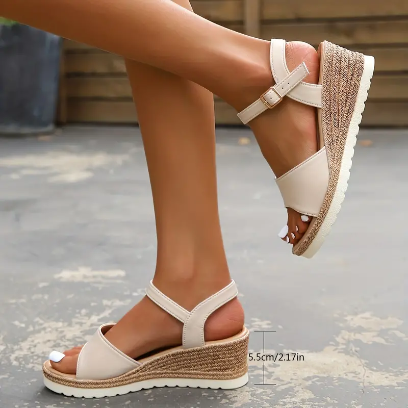 women s classic wedge sandals casual ankle buckle strap 6