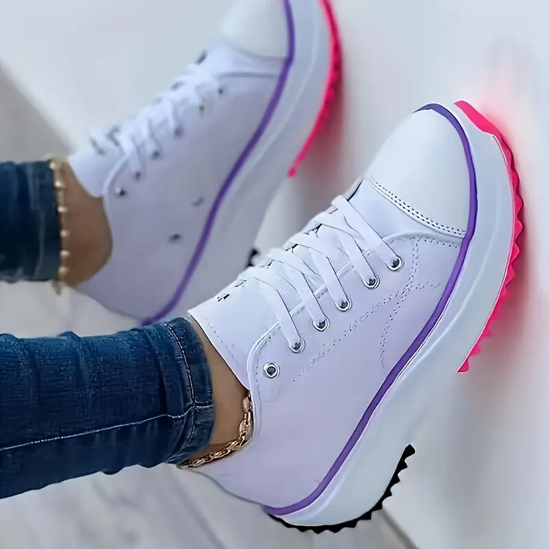 women s chunky canvas shoes non slip lace casual sneakers 5