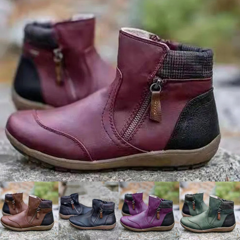 Women Zipper Waterproof Ankle-Support Boots