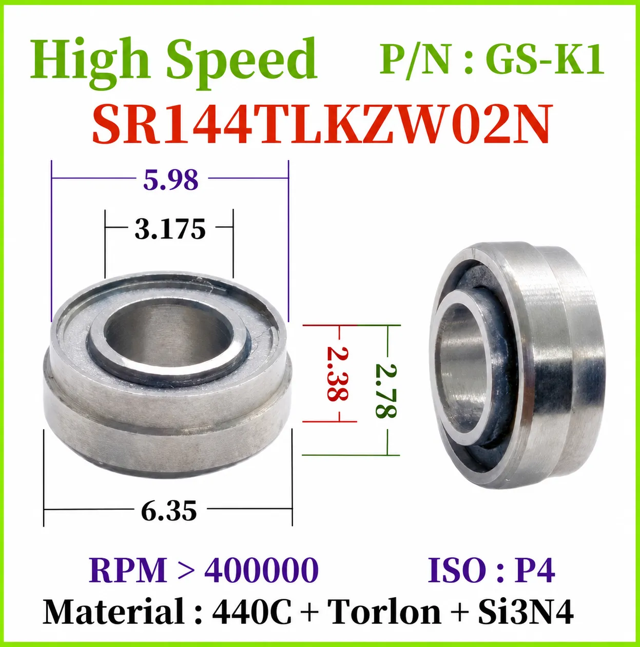 SR144 Series High-Speed Dental Handpiece Bearings