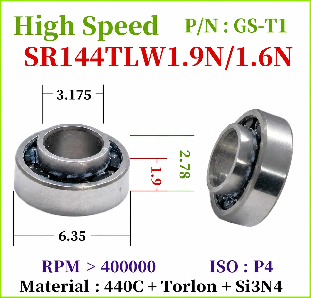 SR144 Series High-Speed Dental Handpiece Bearings
