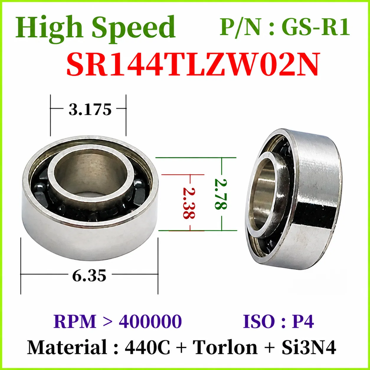 SR144 Series High-Speed Dental Handpiece Bearings