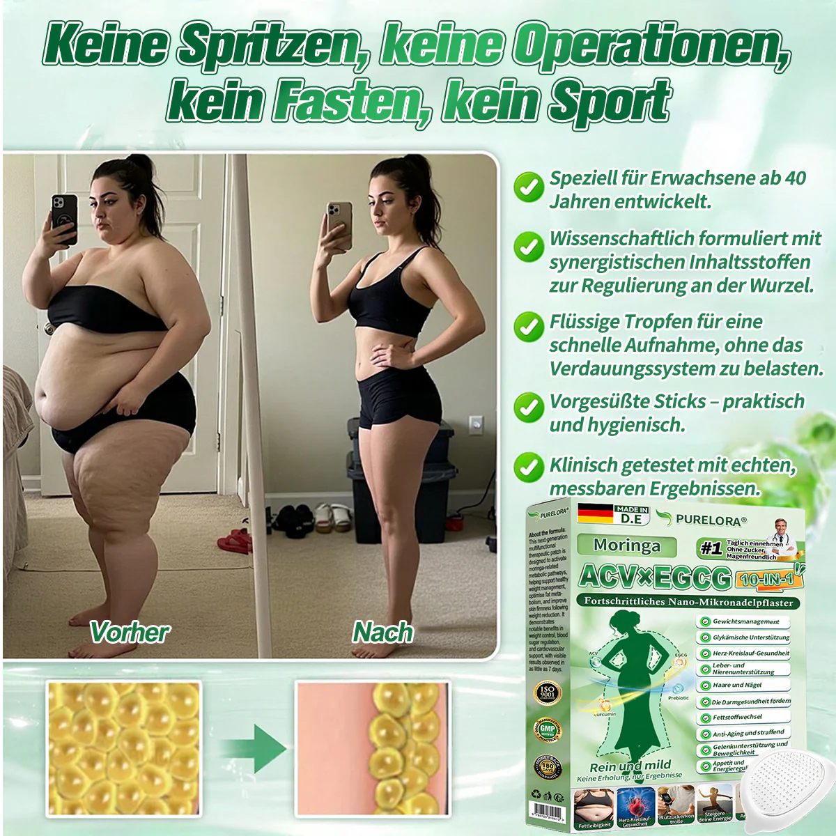 10-in-1 Moringa Nano-Patch – Innovative Mikronadel-Technologie für Fettstoffwechsel & Energie