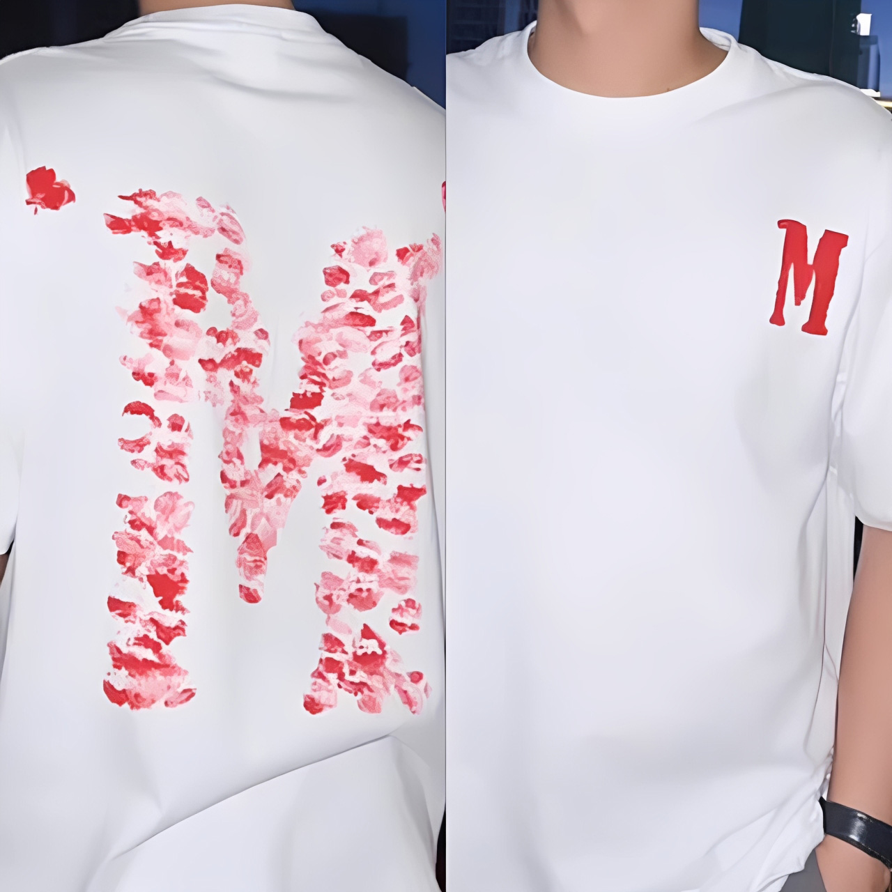 Custom Lip Print Letter T-Shirt – Personalized DIY Alphabet Tee with Your Own Lip Photo, Unique Gift, Matching Couples Shirt