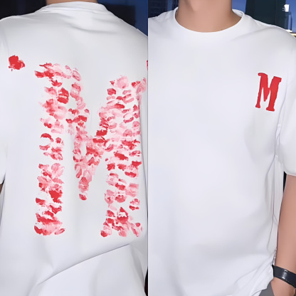 Custom Lip Print Letter T-Shirt – Personalized DIY Alphabet Tee with Your Own Lip Photo, Unique Gift, Matching Couples Shirt