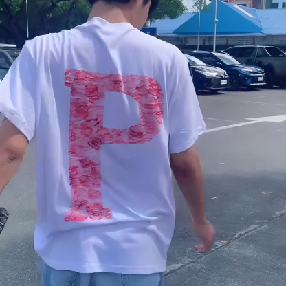 Custom Lip Print Letter T-Shirt – Personalized DIY Alphabet Tee with Your Own Lip Photo, Unique Gift, Matching Couples Shirt