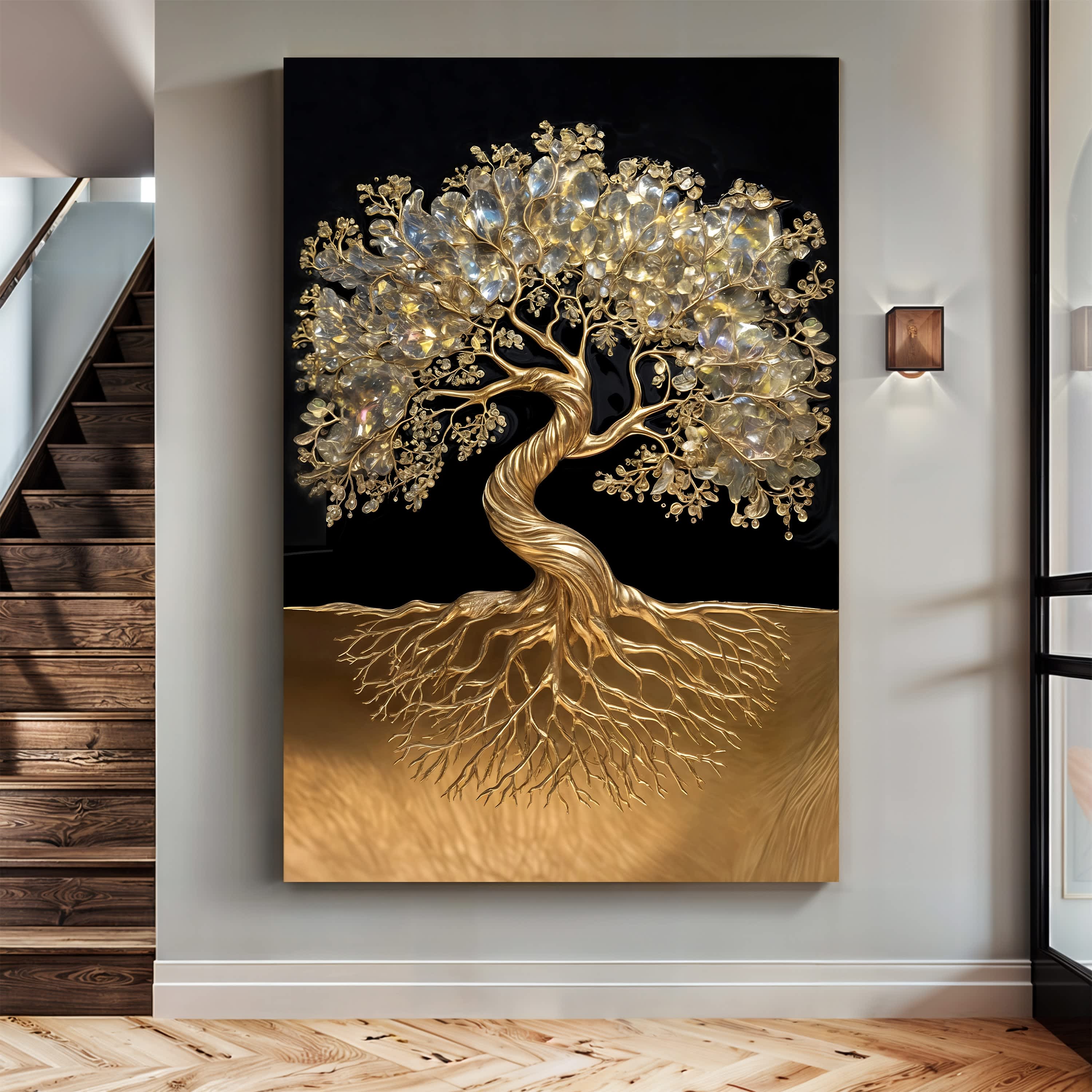 Luxury Golden Tree of Life 3D Textured Canvas Wall Painting