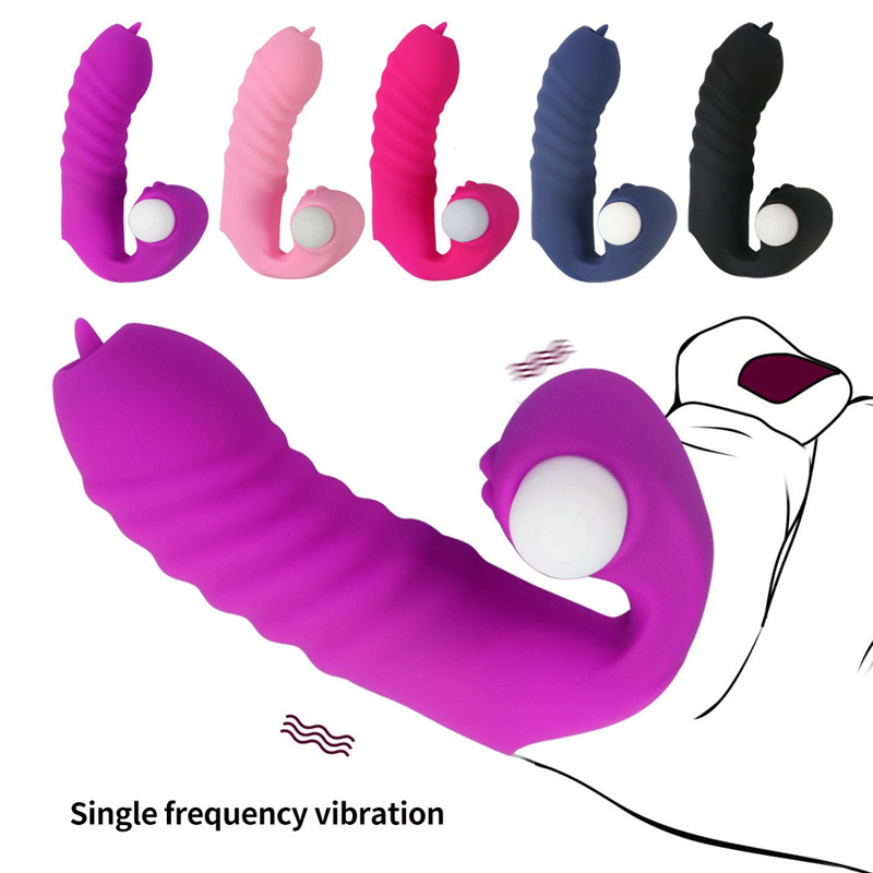 Tongue licking vibrating finger sleeve