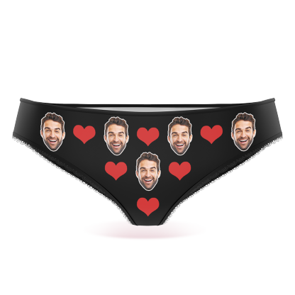 Couple Women's Custom Face Heart Panties