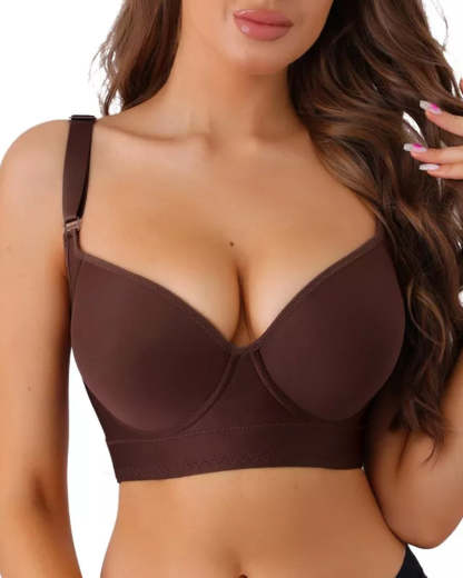 Extra Firm High Compression Full Cup Push Up Bra - Brown