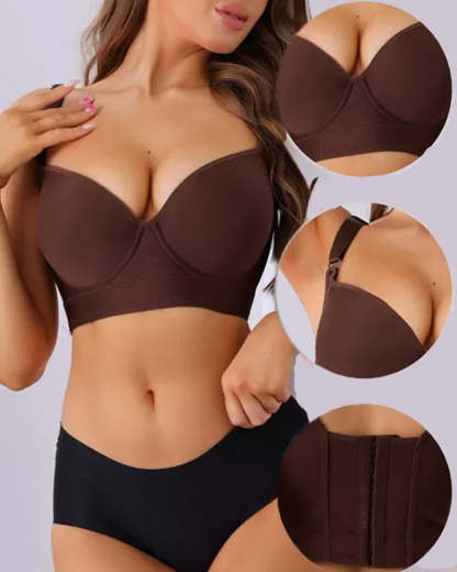 Extra Firm High Compression Full Cup Push Up Bra - Brown