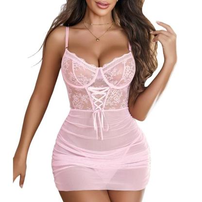 Women Floral Lace Nightear V Neck Chemise
