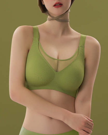 V-neck Push-up Wireless Lace Stretchy Bra