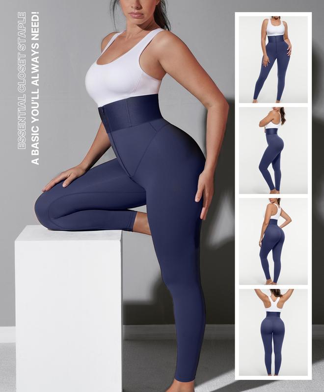 High Waist Tummy Control Black Nylon Leggings for All Seasons