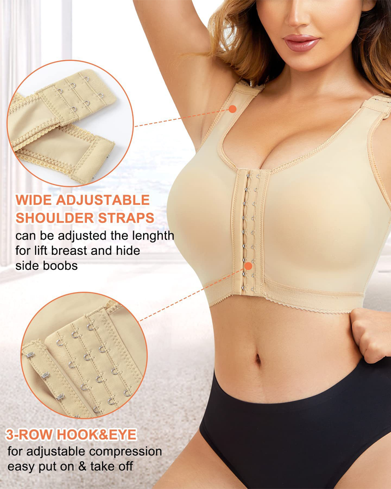 Shapewear Post-Operative Underwear Bra Straps Adjustable Zipper Design Shapewear Post-Operative Underwear