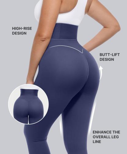 High Waist Tummy Control Black Nylon Leggings for All Seasons