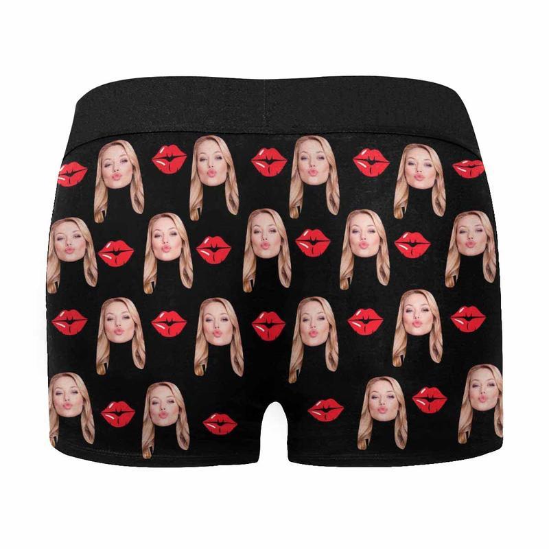 Custom Face Mens Boxer Briefs Personalized Underwear with Photo Picture Customized Boxers Gifts for Boyfriend Husband Him, 01