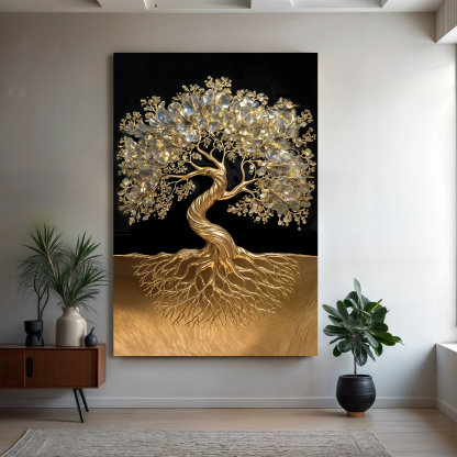 Luxury Golden Tree of Life 3D Textured Canvas Wall Painting