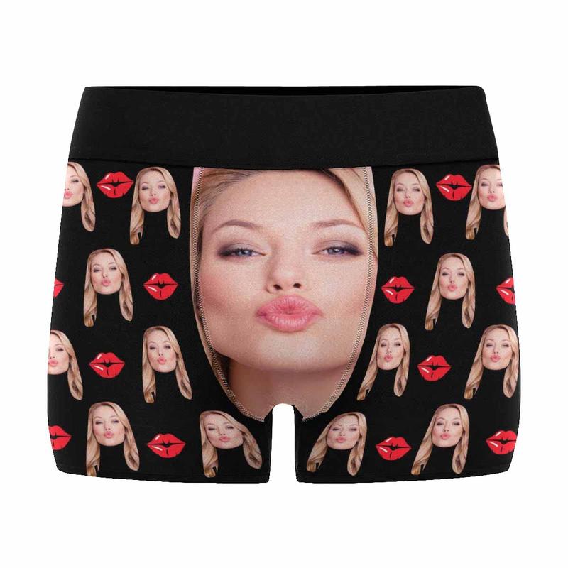 Custom Face Mens Boxer Briefs Personalized Underwear with Photo Picture Customized Boxers Gifts for Boyfriend Husband Him, 01