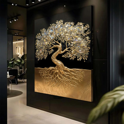 Luxury Golden Tree of Life 3D Textured Canvas Wall Painting
