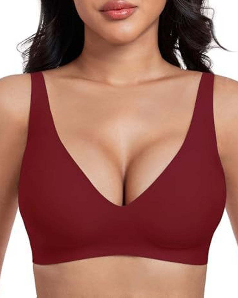 Women's Deep V Wire-free Push-up Adjustable Seamless Bra