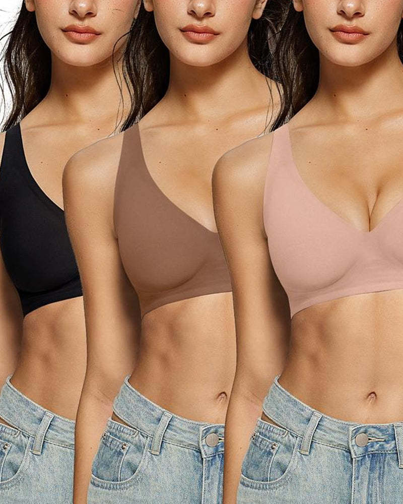 Women's Deep V Wire-free Push-up Adjustable Seamless Bra