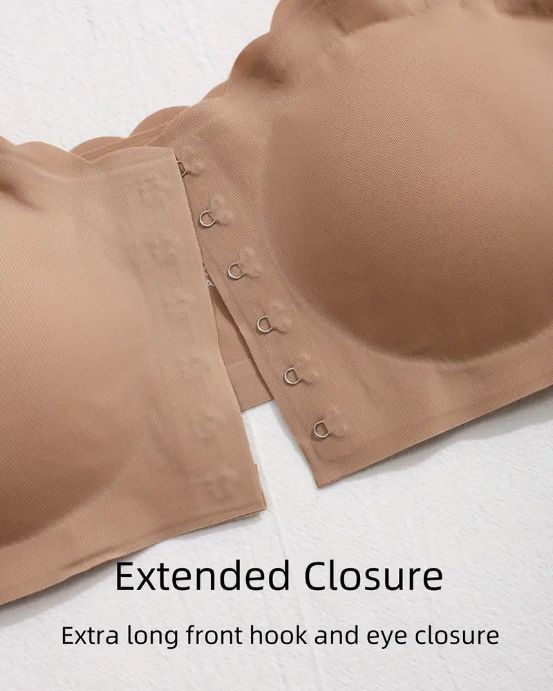 Women's Seamless Strapless Front Buckle Comfort Push Up Bra